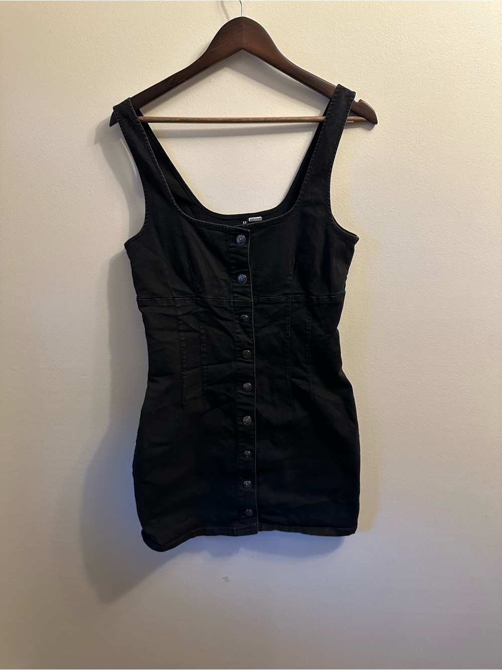 #326 Divided Black Button-Front Mini Dress